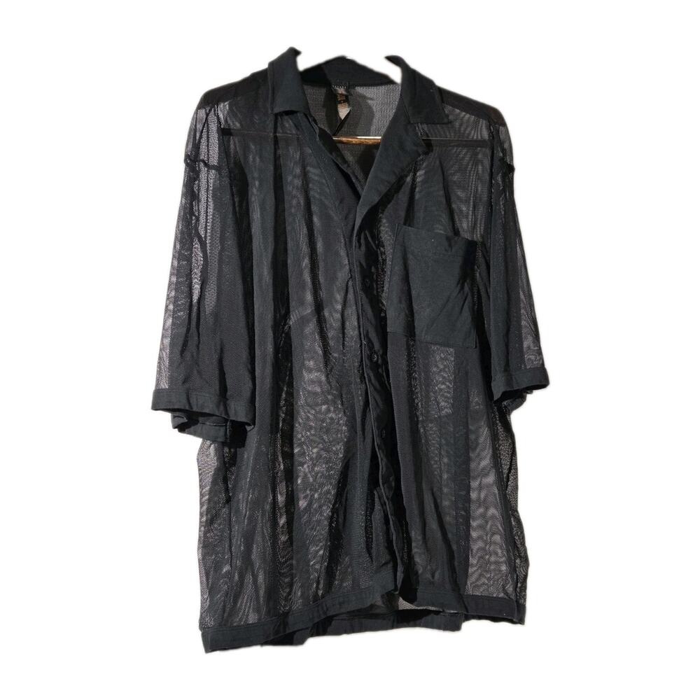 Savage X Fenty Mens Mesh Button-Down Sleep Shirt - M
